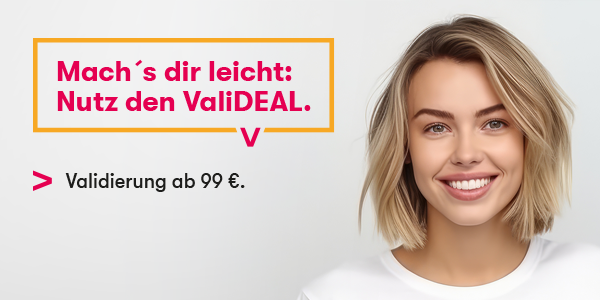 Valisy - Validierung ab € 99,- inkl. 3 Geräte. Mach jetzt den ValiDeal mit Valisy.